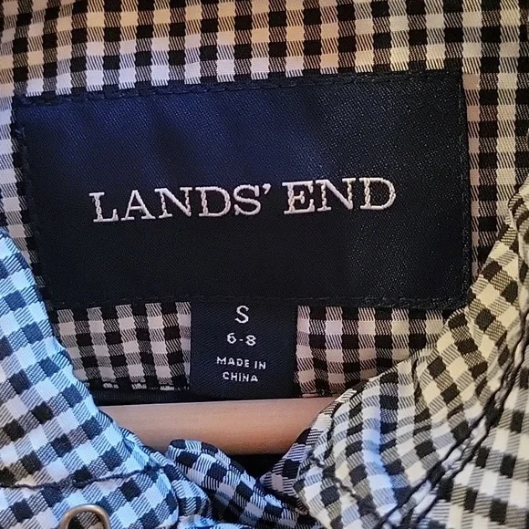 Lands End Black and White Checker Raincoat - Picture 7 of 8